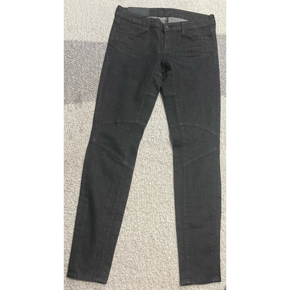 NWT Anthropologie Koral Womens Size 29 Moto Skinny Denim Jeans Black Made in USA